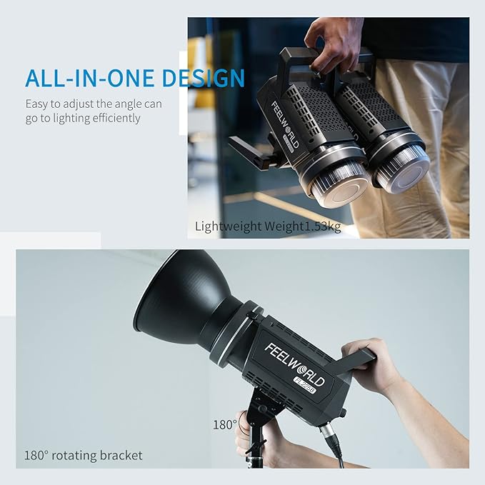 FEELWORLD FL225B 2700K~6500K Bi-Color Video Studio Light 225W Continuous Lighting CRI96+ TLCI97+ 64500lux@1m for Film, Live Streaming, Videography, Photography, Wedding, Interview