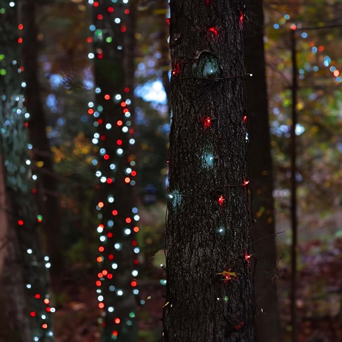 TW SHINE Battery Operated Christmas Lights, 2 Pack Total 100 LED 32 FT Battery Operated String Lights with 8 Modes, Xmas Lights for Outdoor Indoor Wedding Party Home Decorations, Red & White