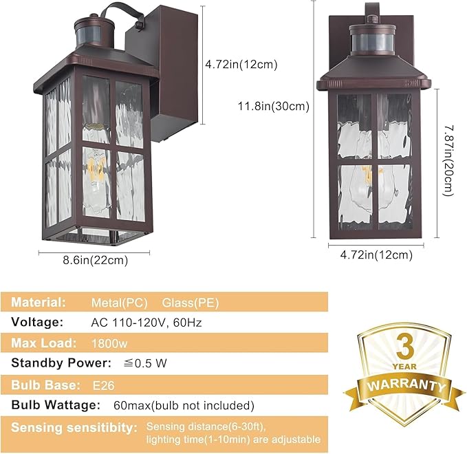 Porch Light with GFCI Outlet with Remote, Dusk to Dawn Outdoor Lighting with Outlet, Upgraded 4 Lighting Modes Motion Sensor Outdoor Lights, Waterproof Outside Lights for House Patio Garage Front Door