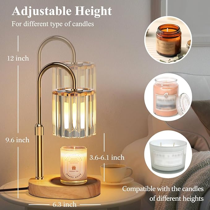 Lukasa Candle Warmer Lamp, with Timer Dimmer Adjustable Height, Home Decor, Room Decor, Wax Melt Warmer for Candles, Gifts for Mom, Mother's Day Gifts, Birthday Gifts for Women
