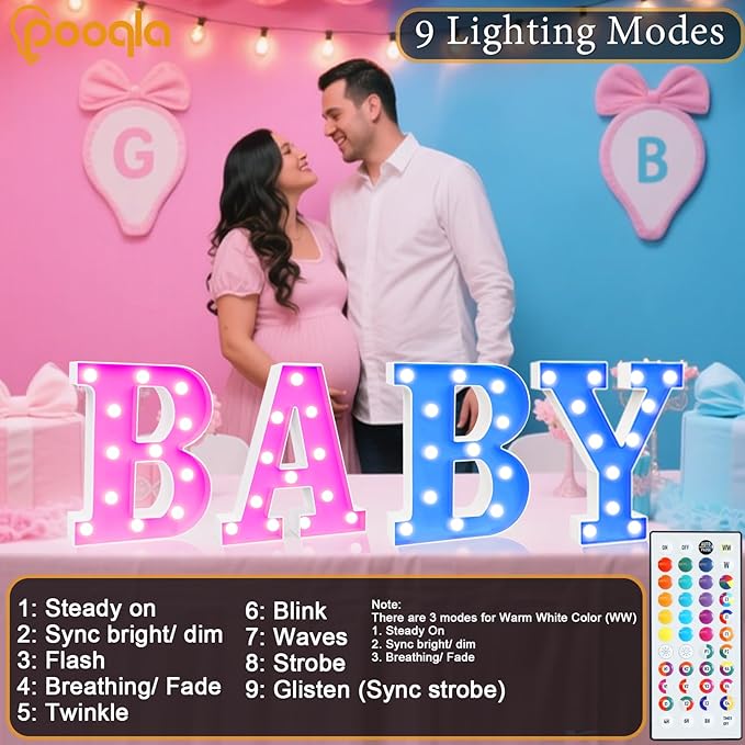 Pooqla Colorful Light Up Letters with Remote, Upgraded 35 Colors LED Marquee Letters, RGB Lighted Letter for Girls Teenager Gift, Birthday, Party, Wedding, Night Light, Room, Bedroom Decor, Letter F