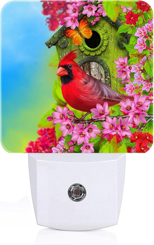Red Cardinal Night Light,Plug-in Night Lights with Dusk to Dawn Sensor for Stairway,Hallway,Bedroom Sleep Friendly Ideal for Women/Girls/Boys Gift,0.5w