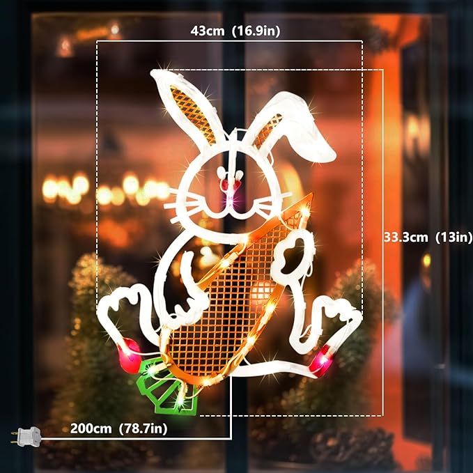 LAMPHOME 17 Inch Lighted Easter Bunny Rabbit Spring Window Silhouette