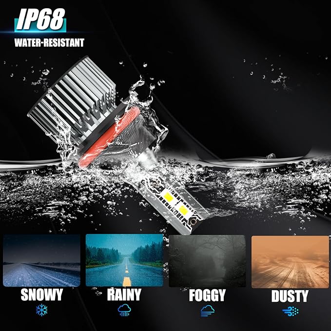 Fit For 1999 2000 2001 2002 2003 2004 Ford F250 F350 F450 F550 Super Duty,High Low Beam Bulbs Combo Kit,6000K White Enhanced Visibility,Direct Installation with Fan,IP68 Pack of 2