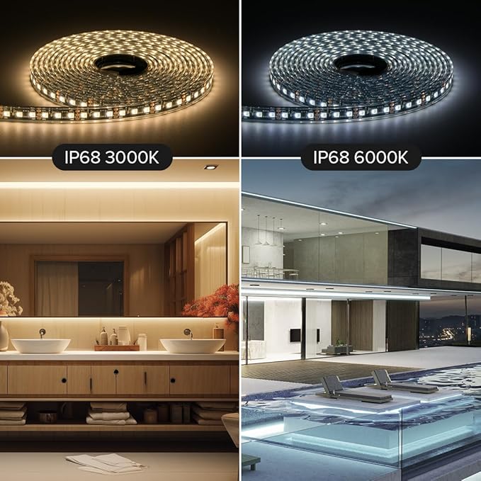 BTF-LIGHTING IP68 Waterproof Outdoor WS2814 RGBW IC LED Strip RGB+Warm White(3000K) Addressable Dream Color 5050SMD Light DC24V 16.4ft 60LEDs/m 10Pixels/m Can Work Outdoor(No Adapter or Controller)