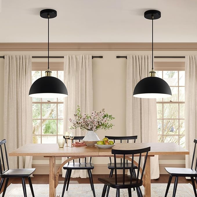 Modern Pendant Light 9.84 "Industrial Dome Pendant Light Black and White Finish Lighting line Length Pendant light78.74 Kitchen Island, Bedroom, Corridor, bar,Farmhouse