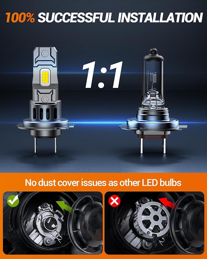 SEALIGHT S2S H7 Light Bulbs Combo, 40,000LM Super Brighter, 6500K Pure White H7 Fog Bulbs, 60K+ Hours Lifespan, 2-Pack for Powersports/ATV Lamps