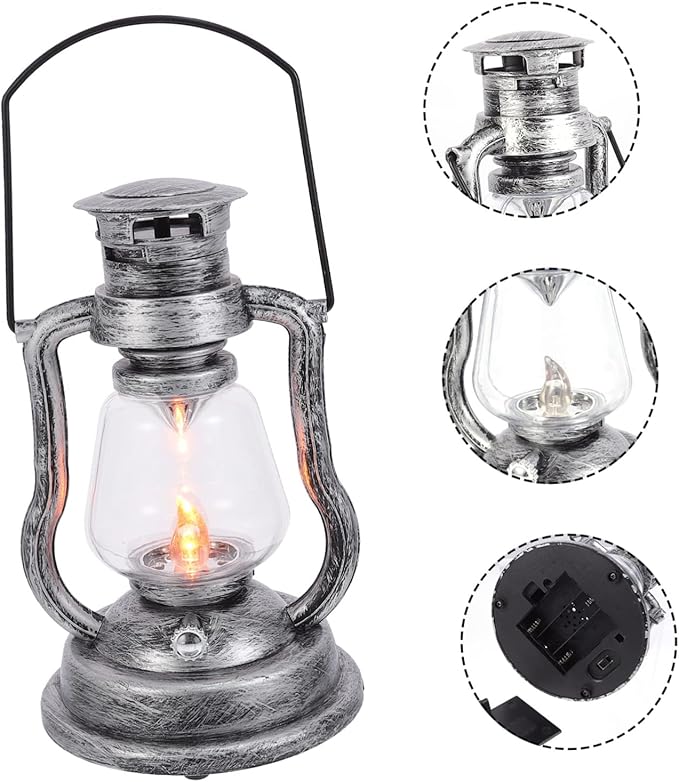 Decorative Night Lamp Retro Handheld Lantern Rechargeable Vintage Light for House Decor