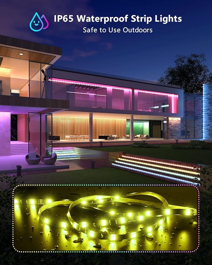 MIHEAL Led Light Strip,WiFi Wireless Smart Phone Controlled Strip Light Kit 32.8ft 300leds 5050 Waterproof IP65 LED Lights,Compatible with Android and iOS System,Alexa