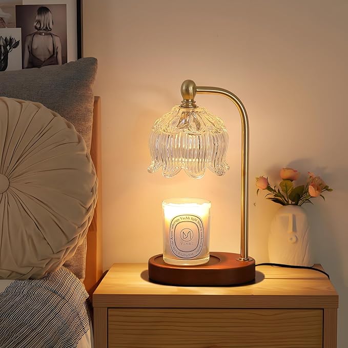 Candle Warmer Lamp with Timer Dimmable,Antique Brass Candle Lamp,Wax Melt Warmer Light for Jar Candles,Mother's Day/Birthday/Christmas Gifts for Mom/Wife,Home Decor Lamp,with 2 Bulbs