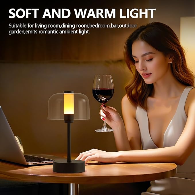 2-Pack Black Night Light,Cordless Small Touch 4000mAh Dimmable Battery Operated Portable Led Night Lamp for Bedroom Bedside Mood Lighting Coffee Shop Restaurant Home Decor Corner