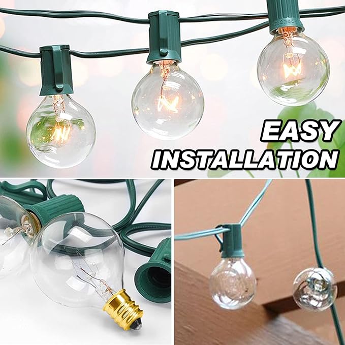 G40 Replacement Bulbs, 120V 5 Watt Clear Globe Incandescent Light Bulbs fits E12 C7 Candelabra Base, Dimmable String Light Bulbs Replacement for Indoor Outdoor Patio Decor, (25 Pack)