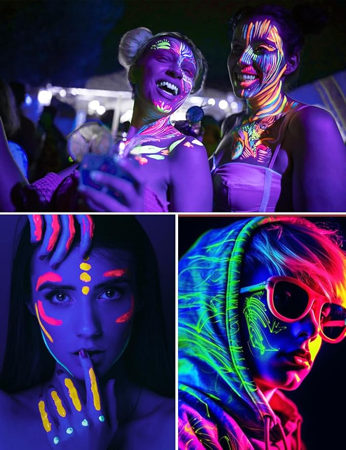 L LOHAS LED UV Black Light Bulbs, Halloween 12W A19 UV Blacklight, 100 Watt Equivalent, UVA Level 385-400nm Wavelength, Glow in The Dark for Body Art Paint, Fluorescent Poster, Neon Glow Party, 4 Pack