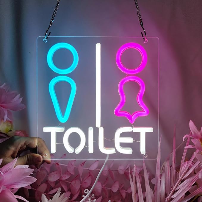 Toilets Neon Signs for Wall Decor Neon Lights for Bedroom Led Business Signs Suitable for Washroom Restroom Christmas Birthday Party Unique for Lover,21 * 21cm