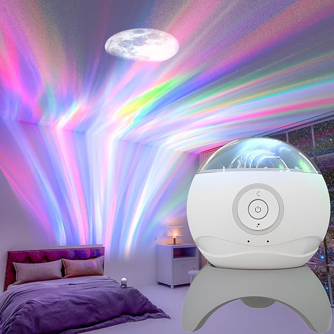 Colorful Life Valentine's Day Exclusive Aurora Galaxy Projector, Romantic Ocean Wave & Moon Lamp, 3 Covers, USB Powered, Bedroom Decor & Valentine's Gift for Her