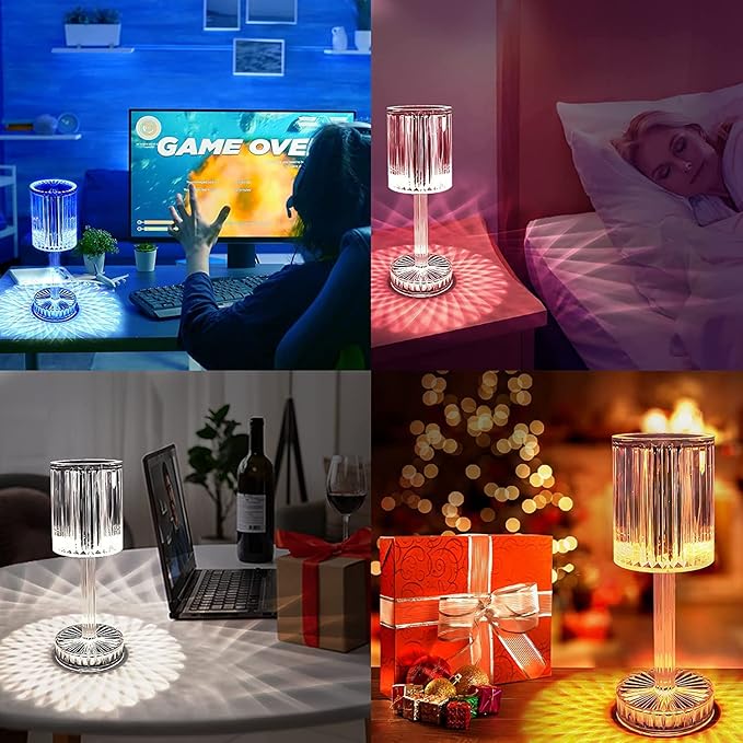Crystal Lamp, Crystal Table Lamp Rose Crystal Lamp USB Diamond Table Lamp 16 Color Changing Touch Crystal Lamp (B)