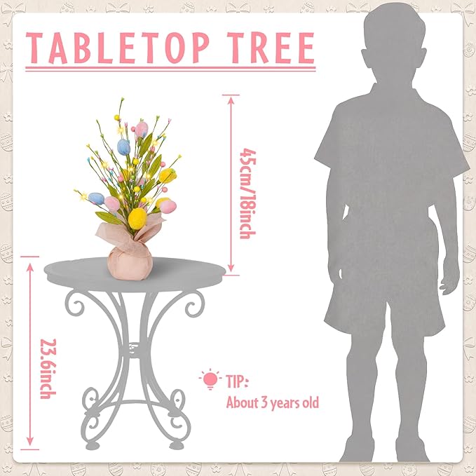 XmasExp Easter Decorations 18inch Easter Tree with Eggs & LED Lights Easter Egg Tree for Indoor Perfect Easter Table Decorations & Holiday Party Decor