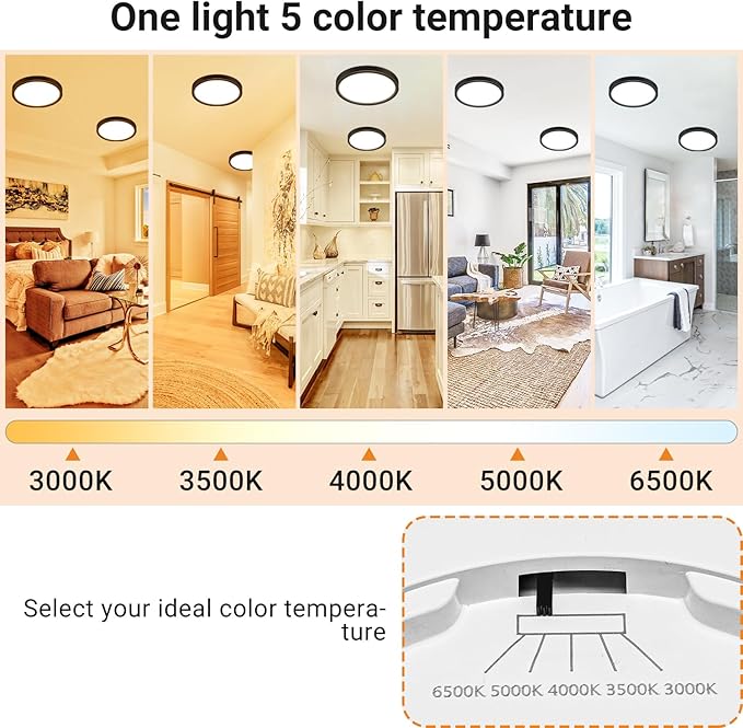 slochi 2Pack LED Flush Mount Ceiling Light Fixture, 7 Inch 15W, 1500LM, Super Slim 0.7 Inch, 3000K-6500K Adjustable Low Profile LED Ceiling Lights for Bathroom, Closet, Hallway(Oil Rubbed Bronze)