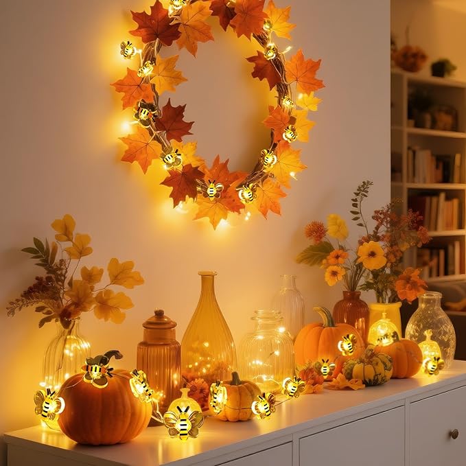 Coquimbo Bee String Lights Room Decor,10ft 30 LED Cute Honeybee Fairy Lights Battery Operated, Birthday Gifts for Women Teen Girls Boys Kids, Bee Decorations for Bedroom Dorm Classroom Wedding