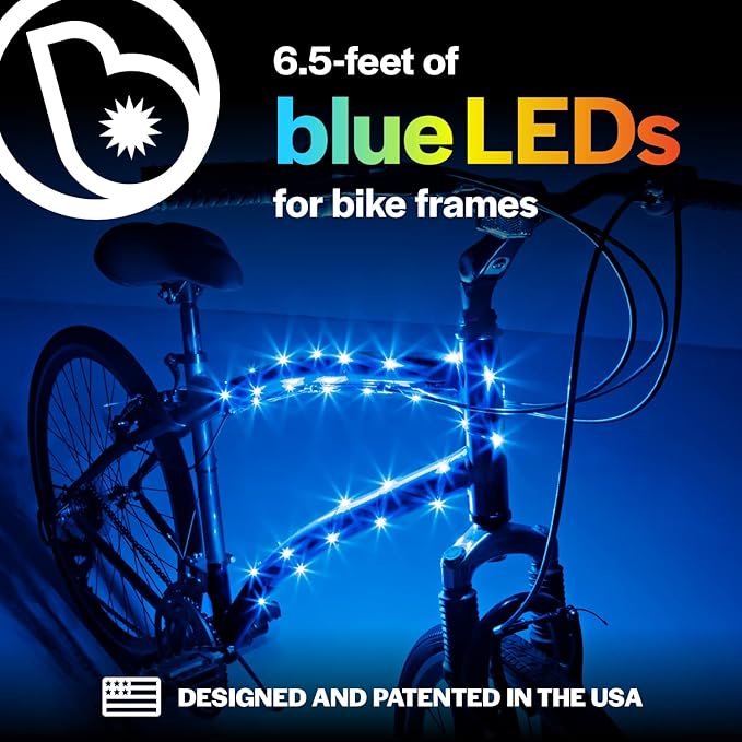 Brightz CosmicBrightz LED Bike Frame Rope Light - 6.5-Foot String Rope - Battery-Powered with On/Off Switch - Ultra Bright Color Keeps Your Ride Fun and Safe for Kids, Teens, & Adults