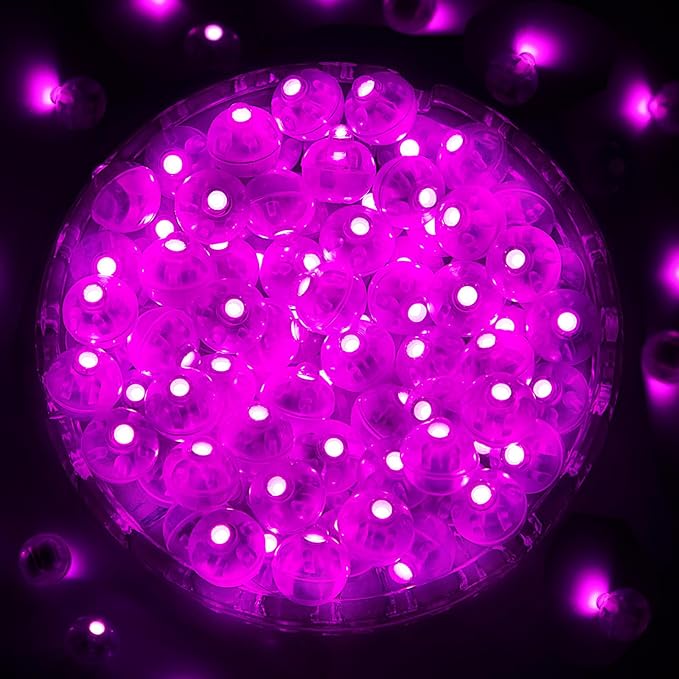 ZGWJ 200PCs Pink Balloon Lights Mini, Battery Powered, Long Standby Time Waterproof Tiny Led Round Light for Paper Lantern Balloon Party Easter Eggs Wedding Christmas Halloween Decorations