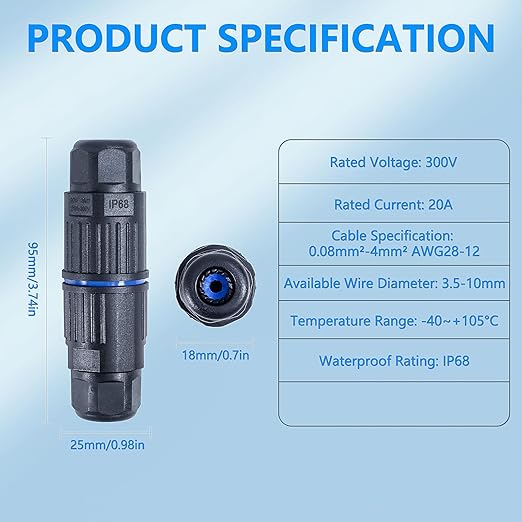 5PCS IP68 Waterproof Junction Box, Outdoor 3 Way Electrical Cable Connector, Replaceable Lever Wire Connectors for AWG 28-12, Quick Screwless Installation