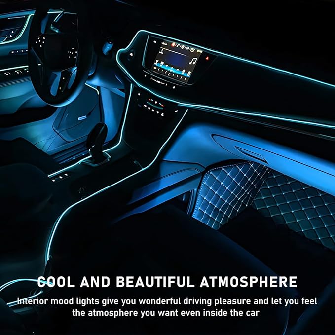 Car LED Strip Light, 24 LED RGB Auto Interior Atmosphere Lights, USB Vehicle Under Dash Ambient Night Light Strip, Interior Decorative Lamp Lighting Kit Car Accessories (Ice Blue)