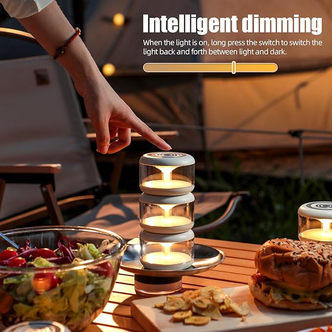 oneleaf Atmosphere Light Portable LED Night Light, Candle lamp, Three Lights with a Charging Base, Touch Switch Cordless Rechargeable Washroom,Stair,Bedroom,Camping