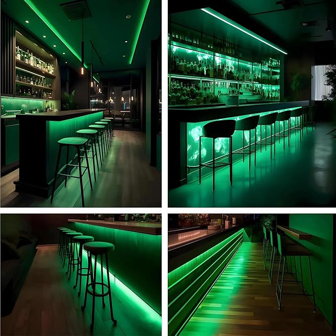 TOPAI 24V COB LED Strip Light Green Waterproof IP65 16.4ft/5M Dotless 480LED/M 2400LEDs Cuttable Flexible LED Tape Light for Cabinet Home DIY Lighting Projects