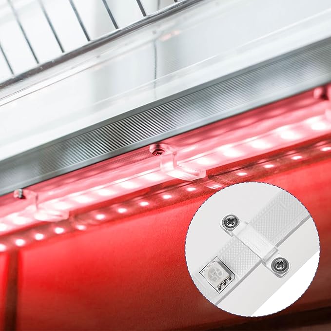 100 Pack LED Strip Light Mounting Brackets Stripe Light Holder, Transparent Fixing Clips LED Tape Hook Rigid Clips for 12mm Wide IP67/68 Waterproof Strip Lights, with 200 Screws