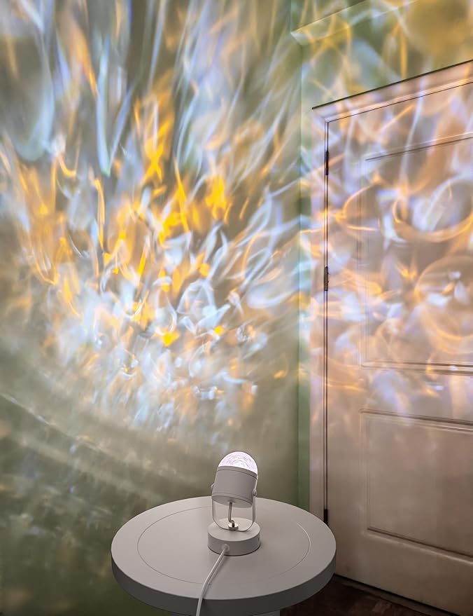 Joyzy Plug-in Dynamic Ocean Wave Table Lamp with Remote Water Ripple Night Light Projector for Room Party Decoration, Color Changing Ambient Lamps, Christmas Decor Lights, Videography Projection