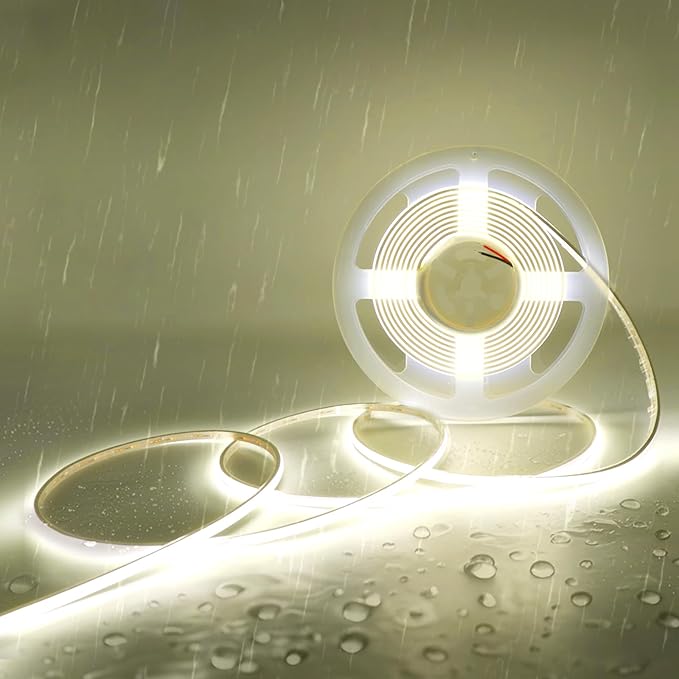 IP68 Waterproof Neon COB LED Strip Light, 16.4ft 24V Ultra-Thin 5mm 4000K LED Tape Light CRI>90 400LEDs/m for Home Cabinet Bathroom Outdoor Pool Decoration (Without Power Supply)