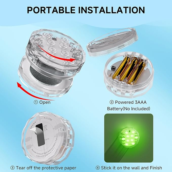 BOKKY 3 Pack RGB Waterproof Shower Light with Multi Color Convertible Wireless LED Shower Lamp - Ideal for Bath, Shower, Spa, Vanity Lamp, Pond, Party