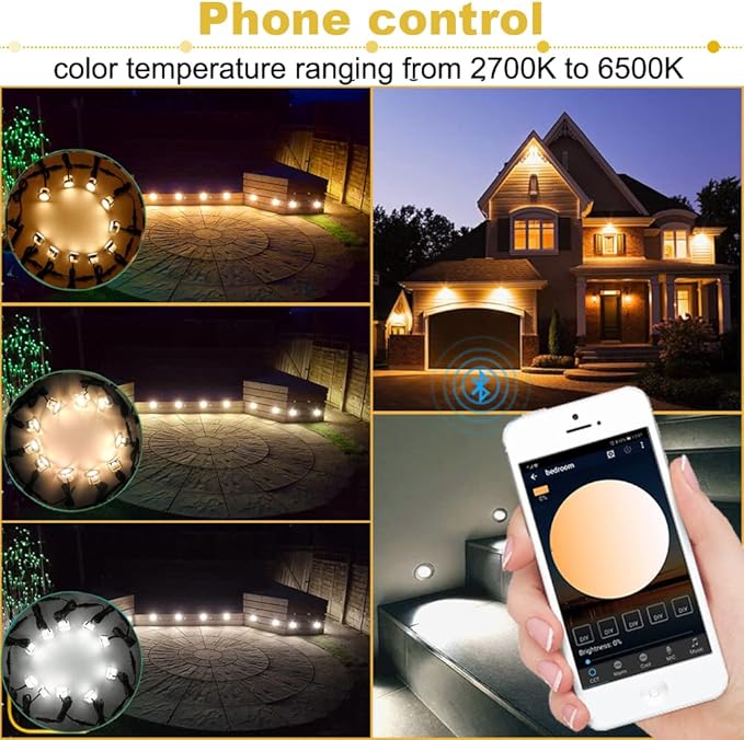 Sumaote Dimmable LED Deck Lights with APP Control, Timer, 3000K-6500K Color Temperature, φ45mm 16 Pack Low Voltage Outdoor CCT Smart Deck Lighting IP67 Waterproof for Garden,Yard, Stair, Patio, Floor