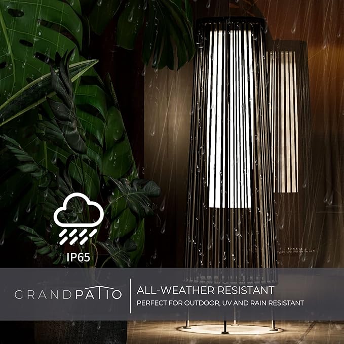 Grand patio Outdoor Floor Solar Light 2-Pack, Wicker Solar Patio Lamp Waterproof Outside Deck Lamp for Porch, Yard, Garden, Lawn Decorations - Gray, Gordes 2 PCS