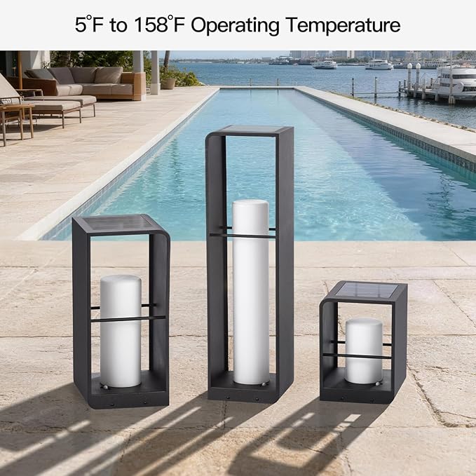 11" Tall Solar Lanterns, 3000K LED Outdoor Table Lamp Waterproof, Modern Solar Floor Lamp, Landscape Outdoor Lights Solar Powered Lantern, Dusk to Dawn Patio Light for Yard Deck Path Garden Pool
