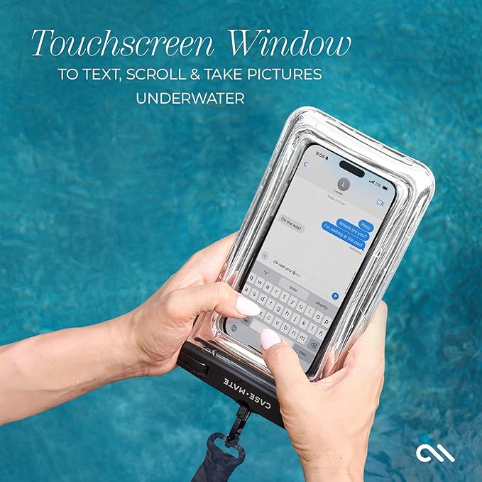 Case-Mate 2 Pack IP68 Waterproof Phone Pouch - Floating Waterproof Phone Case w/Crossbody Lanyard - Beach Cruise Ship Travel Essentials - Compatible w/All Devices, Touchscreen Friendly - Silver Chrome