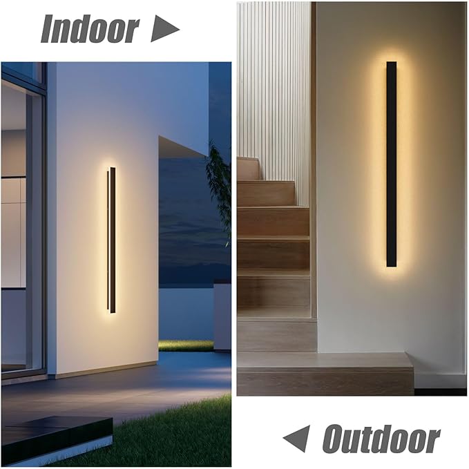 2 Pack 40inch Long Outdoor LED Wall Lights 30W Black 3000K Warm White Porch Lights Acrylic Waterproof IP65 Exterior Wall Light Fixtures for House Patio Porch Courtyard