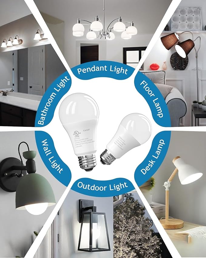 TJOY LED Light Bulbs, 100 Watt Equivalent A19, 5000K Daylight LED Bulb, 15W Bright White Energy Saving Lightbulbs with E26 Standard Base, 1500 Lumens Non Dimmable Lamp for Home Bedroom Indoor, 12 Pack