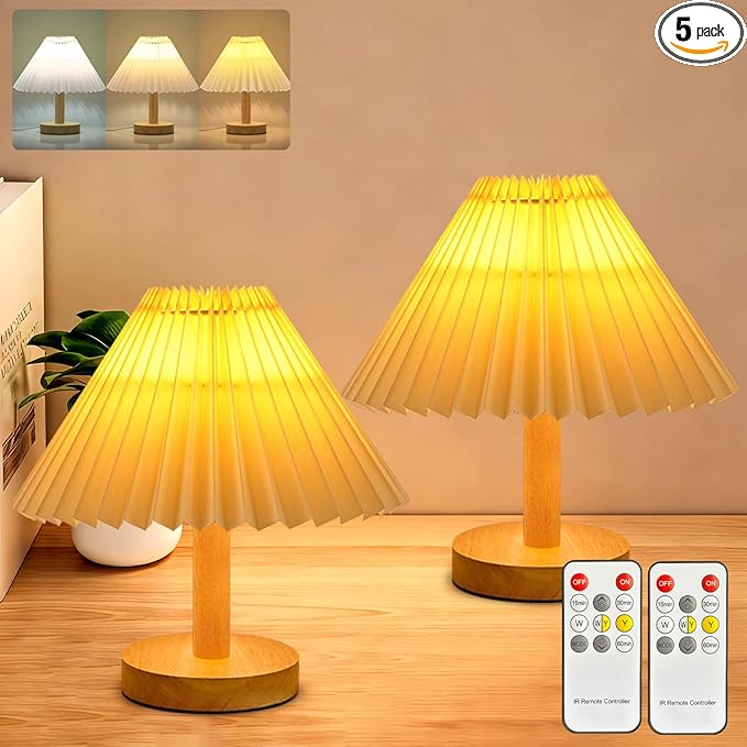 2 pack Small Table Lamp modern Bedroom bedside table lamps,Remote control Dimming Three colors,abric Shade，Boho Night light,Study Read Desk Night Stand Light, Dorm mini lamps,LivingRoom dresser office