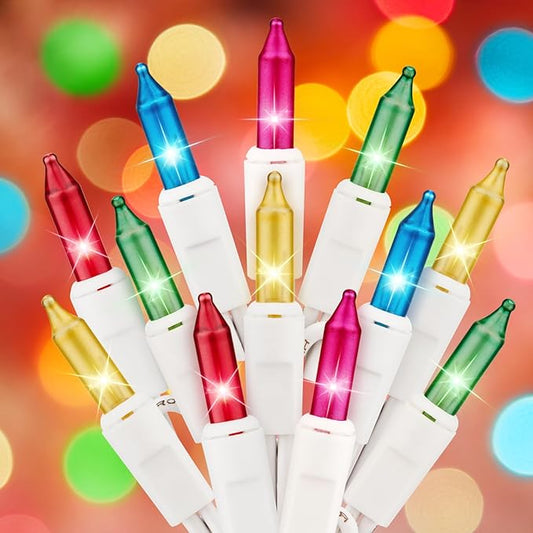Brightown Easter Decorations Mini String Lights, 50 Count 12 Feet Easter Mini Lights, Waterproof String Light Plug in for Indoor Garland Party Christmas Tree Festival, Pink + Multicolor
