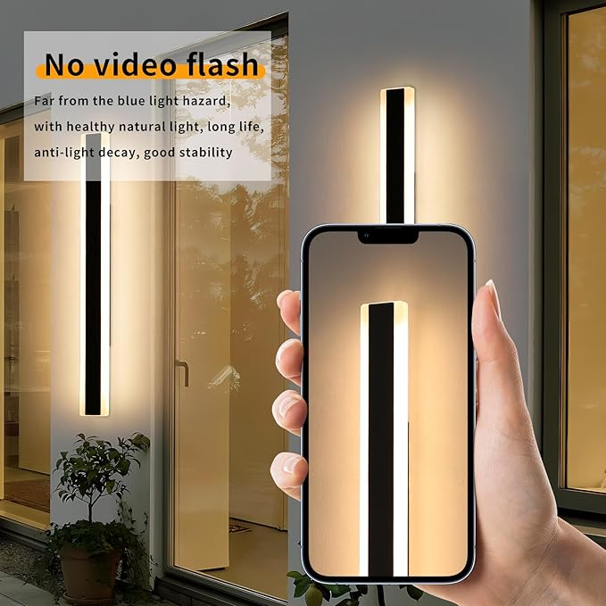Mikeru 2Pack 47inch Outdoor Wall Light Fixtures, 3000/4500/6000K 3 Color Modern Black Linear Wall Lights Front Porch Light Wall Mounted Led Lighting for Basement, Shop,Garage Non-Dimmable