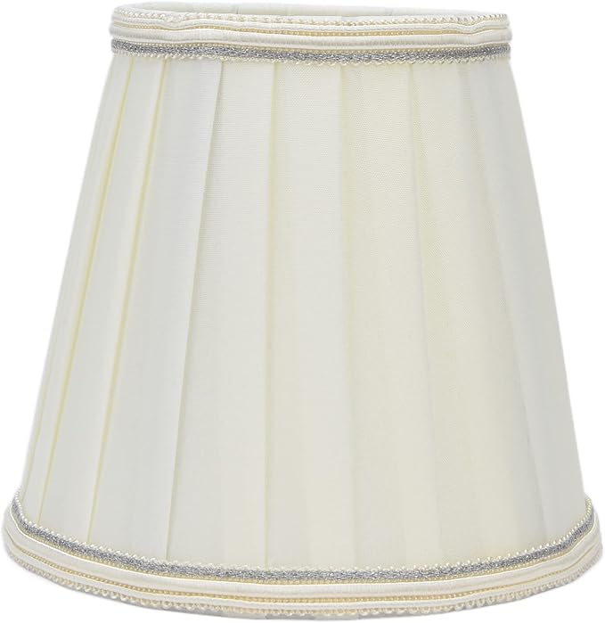 2Pcs Small Clip On Lamp Shades, Pleated Fabric Sconce Lampshades Chandelier Shades Cover for E14 Bulb Table Floor Lamps Beige