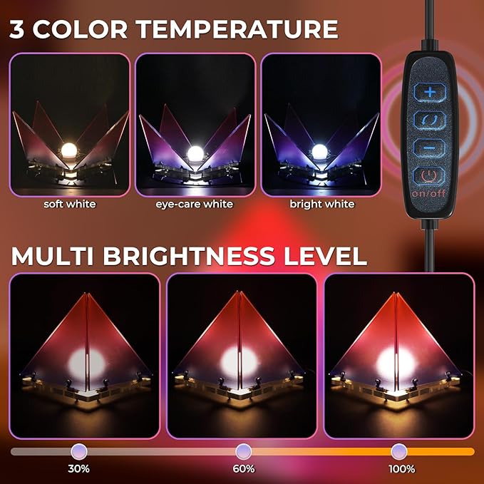 DIY Pyramide Mood Light, 3D Triangel Light, Geometric Creative Decoration for Gaming Room, Dinner Table, Childroom,Valentines Day Gifts Kids Night Light Gift,USB Powered