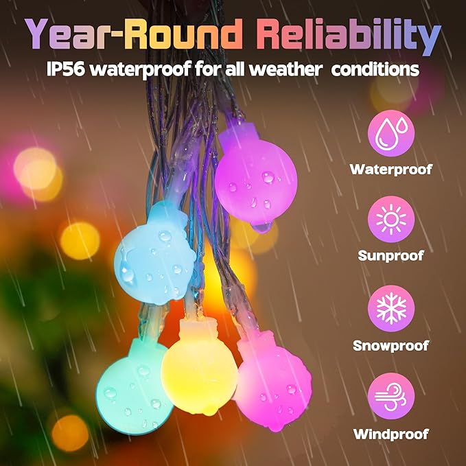 50 LED Globe String Lights - 16.4Ft Easter Pastel Colored Light with 8 Modes, Timer, Waterproof - Fairy Christmas Lighting for Outside Patio Tree Bedroom House Drom Party Garland Spring Decorations