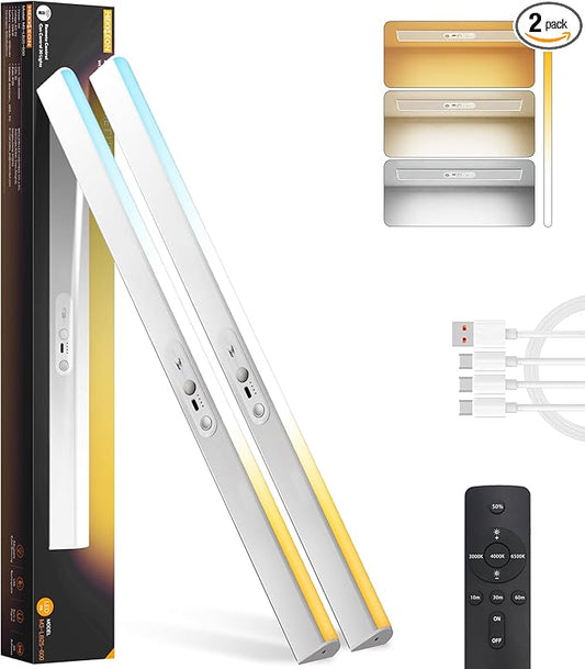 Closet Lights Motion Sensored with Eye-Protection Design, Rechargeable LED Wardrobe Lighting with Remote and Magnetic,120 LED 4000 mAh Cabinet Light Battery Operated for Pantry Wardrobe, 24inch