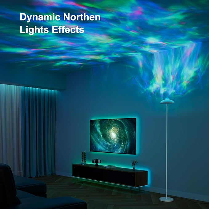 DUSKTEC Floor Lamp with RGB Star Projector, 15W 1400LM Dimmable 4 Color Temperatures LED Standing Lamp with Remote, Modern Tall Black Corner Lamp for Living Room, Bedroom, Office (White)