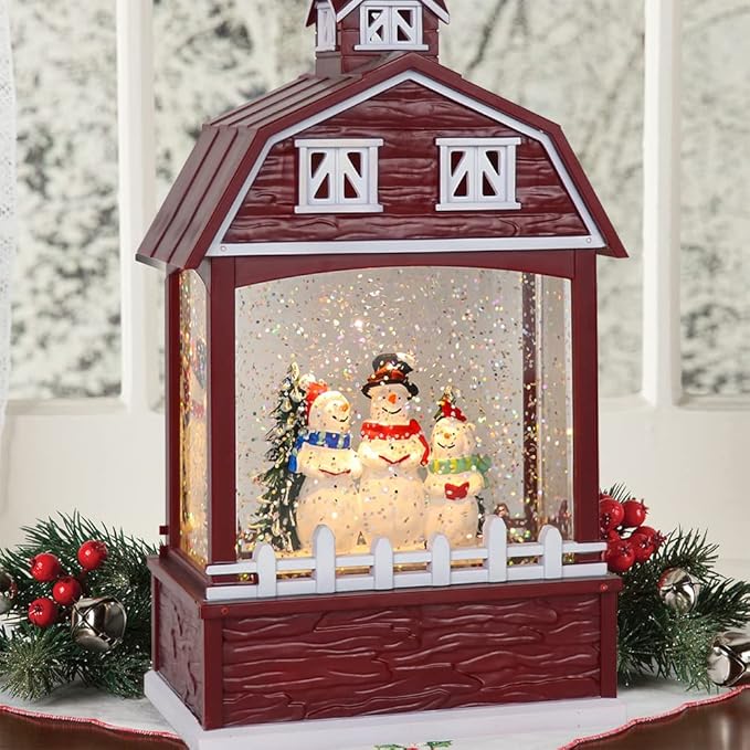 Eldnacele Musical Snow Globe Lantern with Timer, Lighted USB/Battery Operated Swirling Singing Water Glittering Light, Snow Globes Lantern for Adults and Kids Christmas Decoration- Snowman