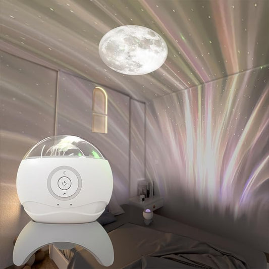 Colorful Life Valentine's Day Exclusive Aurora Galaxy Projector, Romantic Ocean Wave & Moon Lamp, 3 Covers, USB Powered, Bedroom Decor & Valentine's Gift for Her