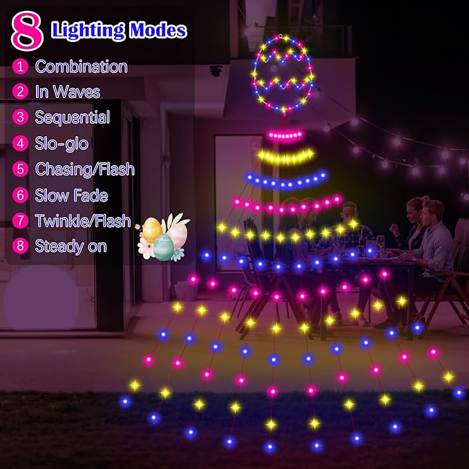 Baquler 15ft Easter Decor Egg Lights 350 LED 8 Modes Plug in Curtain Window Lights Egg Sign for Outdoor Home Bedroom Wedding Indoor Party Easter Decor